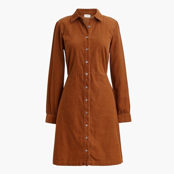 J. Crew Factory Dresses & Skirts - New JCREW Size 2 Long-Sleeve Button-Up Corduroy Mini Dress Vintage Brandy CB955